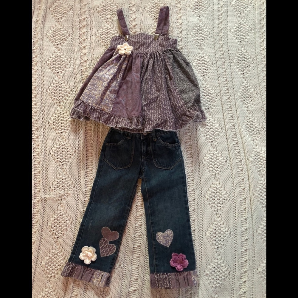 EUC-custom boutique tank and jean set